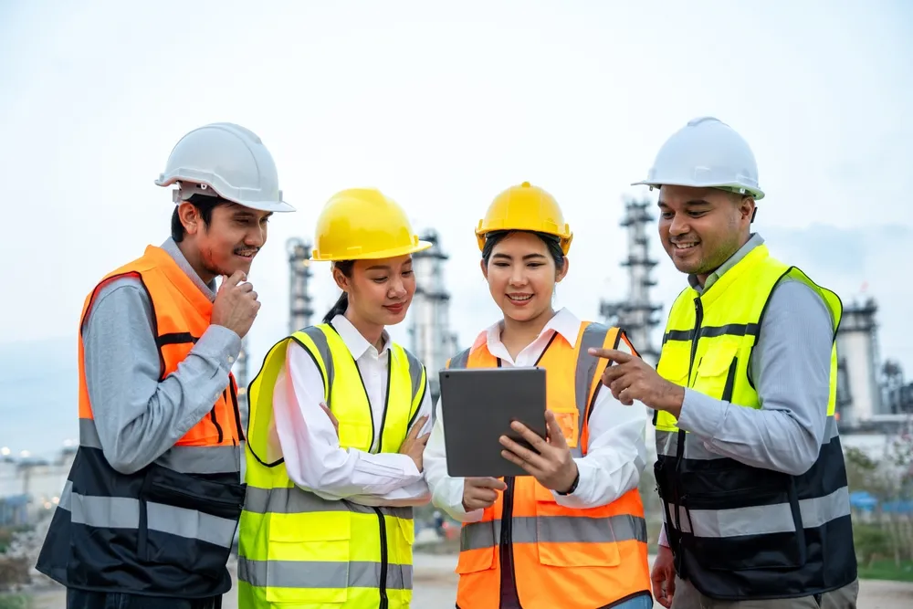 Group,Of,Asian,Engineer,People,With,Safety,Helmet,Standing,Front